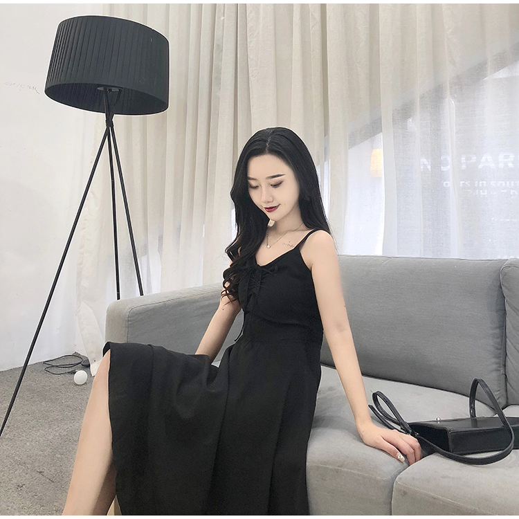 VK旗艦店 韓國風露肩收腰系帶修身性感吊帶無袖洋裝