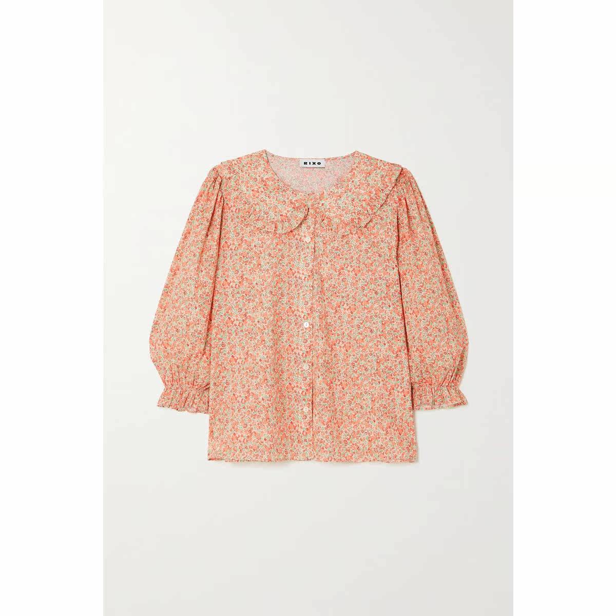 Tax-included Rixo Nika pleated floral print pure blouse 2022 new autumn winter ladies luxury