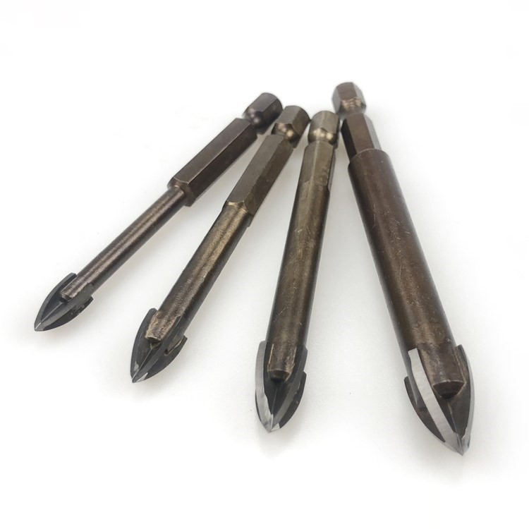Tile drill bit alloy triangular ceramic glass cement wall punching hexagonal handle a cross hand electric drill 8mm6mm
