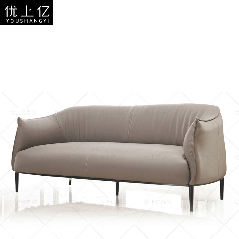 Office sofas minimalist modern business reception room Guest Area Trio Place Genuine Leather Office Sofa Tea Table Combinations