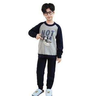 Boneless plus velvet warm boys' autumn clothing set