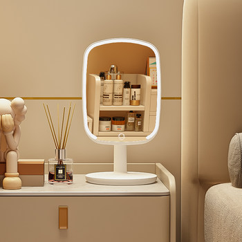 2025 new led mirror cosmetic mirror desktop desktop with light student home bedside light mirror dressing and glowing