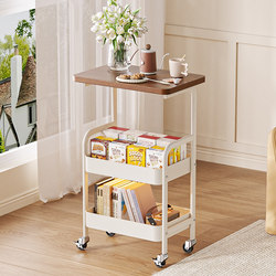 Movable Coffee Table Snack Cart Cream Style Living Room Sofa Side Table Mini Bedside Storage Rack Table
