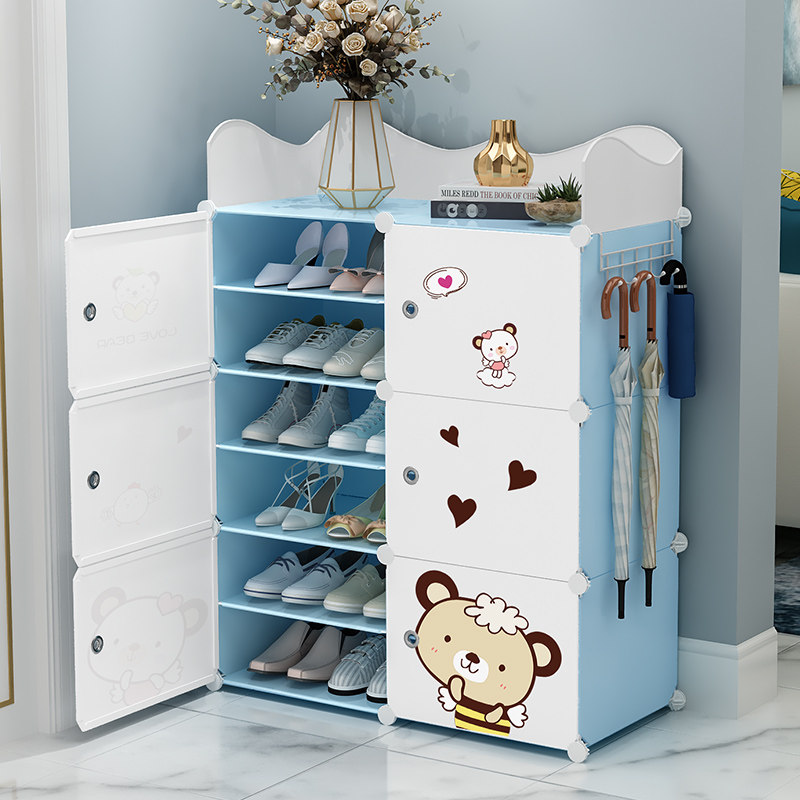 Simple shoe cabinet home economy multi-layer shoe shelf large capacity dustproof storage artifact indoor good look at the door