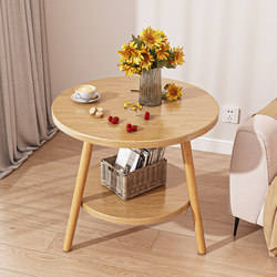 Sofa Side Table, Small Double-Layer Round Table, Living Room Household Tea Table, Bedside Storage Rack, Mini Balcony Small Coffee Table