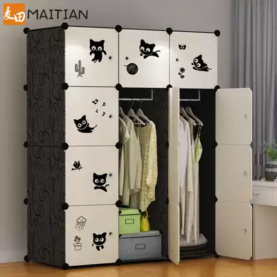 Simple wardrobe Bold reinforcement household fabric assembly wardrobe strong and durable plastic folding storage storage cabinet