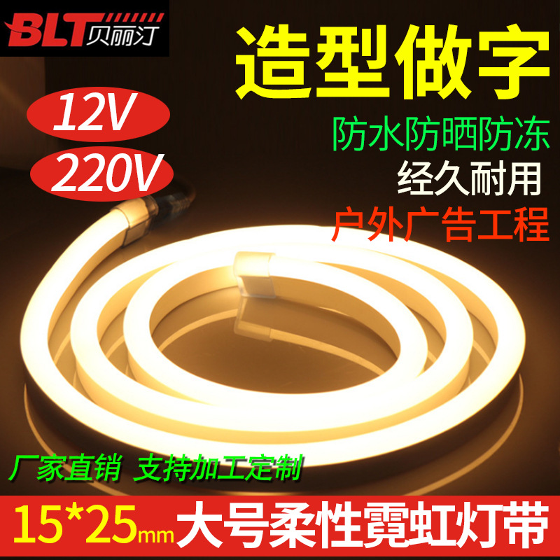 LED flexible light strip Neon colorful color change outdoor light strip 12V220v advertising signboard shape waterproof soft light strip