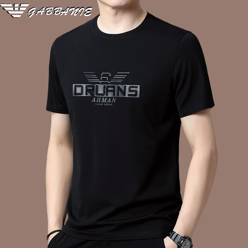 Authentic Italian Brand Men's Short-Sleeved T-Shirt Ice Silk 2024 New Summer Thin Black T-Shirt Men's Fashion Trend Authentic Italian Brand Men's Short-Sleeved T-Shirt Ice Silk 2024 New Summer Thin Black T-Shirt Men's Fashion Trend