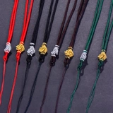 Ремешок, браслет из красной нити, зеленая подвеска ручной работы подходит для мужчин и женщин, плетеное ожерелье, цепь