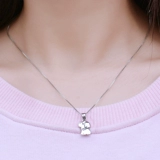 Милое ожерелье, цирконий, подвеска, японский оберег на день рождения, аксессуар, серебро 925 пробы, в корейском стиле, подарок на день рождения, серебряное ювелирное изделие