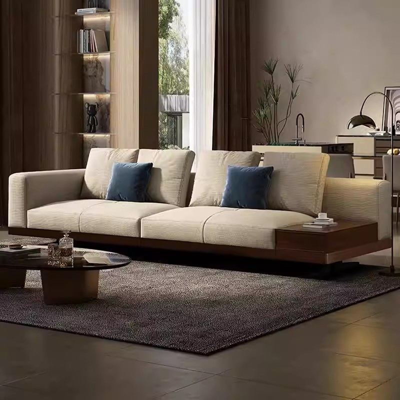 Connelly Italian Minimalist Cotton and Linen Fabric Sofa for Living Room, Suitable for Large and Small Apartments, Modern Simple Large Flat Straight-Row Sofa