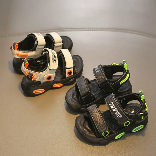 芭芭鸭 Летняя детская повседневная обувь для отдыха для мальчиков, дышащая пляжная обувь, спортивные сандалии, мягкая подошва