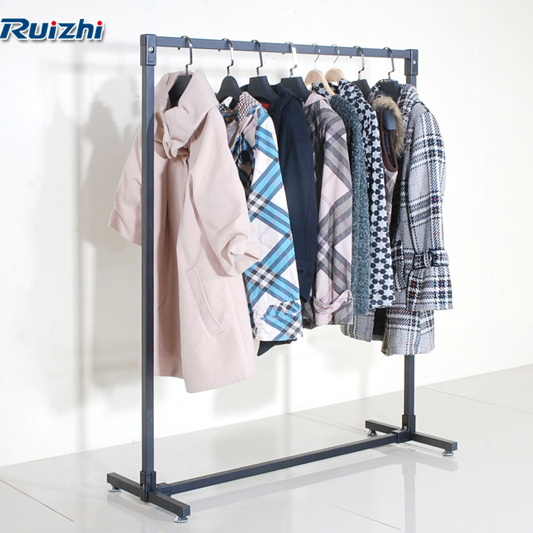 Single bar landing coat rack white drying rack balcony drying rack indoor hanging rack thickening hanging rod black