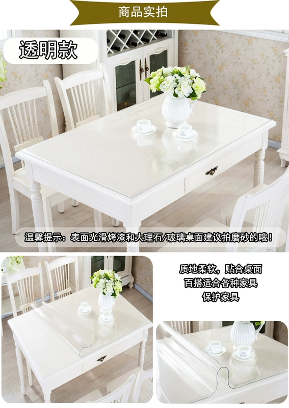 Tùy chỉnh dày PVC không thấm nước khăn trải bàn dùng một lần chống vảy mềm kính bàn mat cà phê bàn ​​đệm khăn trải bàn màu đen mờ mờ - Khăn trải bàn