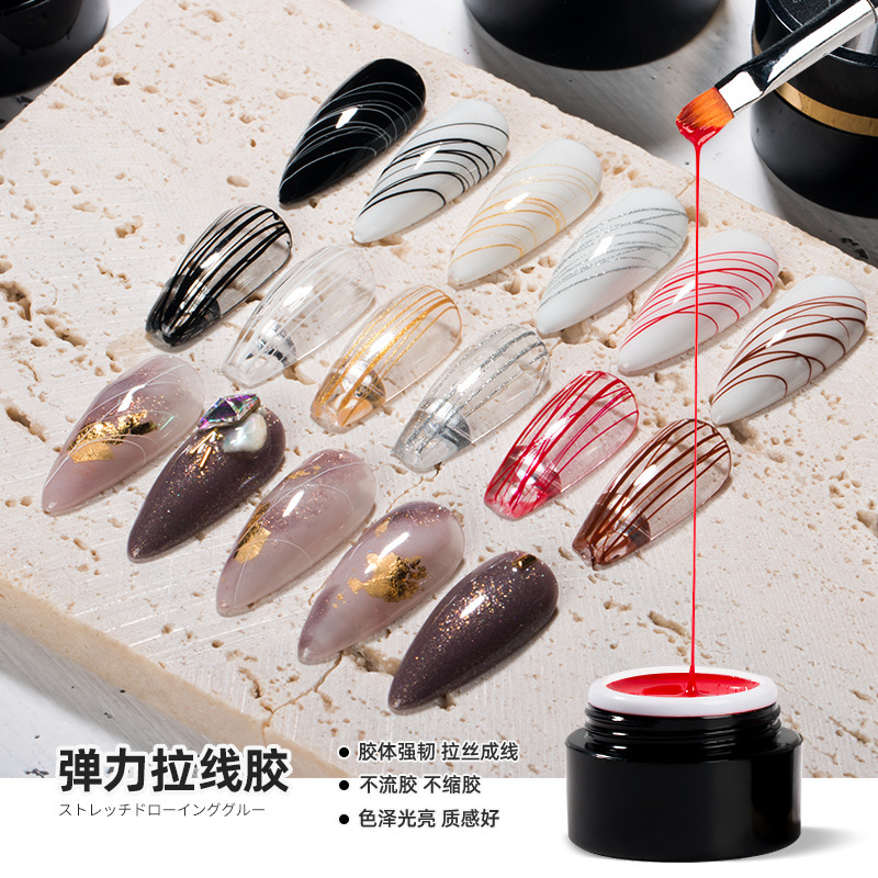 Nail Art Elastic Drawing Gel Checkerboard Silk Line Gel DIY Painting Gel Phototherapy Gel Spider Nail Polish Gel