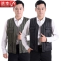 Áo vest cotton trung niên và cao tuổi Áo vest nhiều túi mùa thu và mùa đông cho nam bộ vest nam trung niên