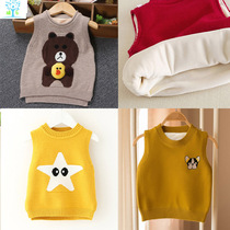 Baby Childrens waistcoat Boy Autumn winter thickened Garsuede outside wearing sweater knitted vest warm inside wearing sweater