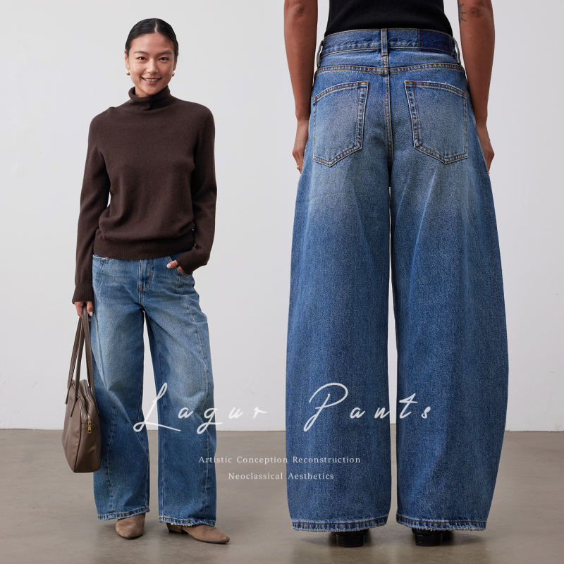 Boyfriend Style* Original Denim/100% Cotton Thickened Wide-Leg Banana Pants High-Waisted Jeans Slimming Loose Casual Long Pants Boyfriend Style* Original Denim/100% Cotton Thickened Wide-Leg Banana Pants High-Waisted Jeans Slimming Loose Casual Long Pants