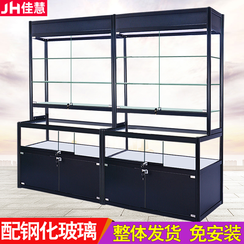 Sample display rack jewelry jewelry counter Tea Teapot shelf ornaments cosmetics display case glass display cabinet