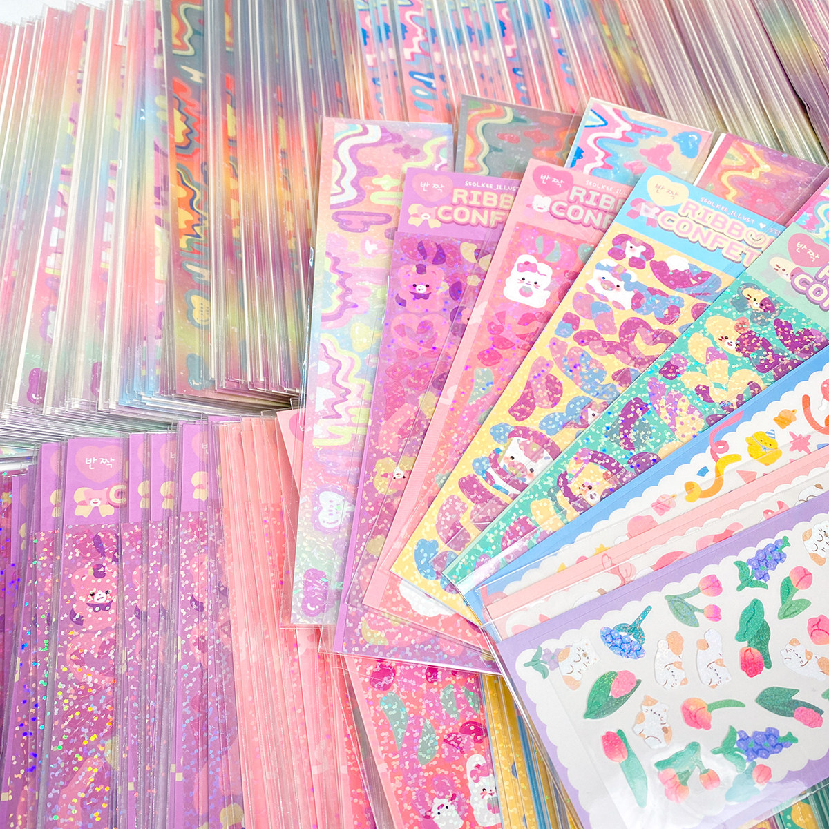 Teenage Girl Hearts Sparkling Stickers Pink Wave Stars River Little Bear Rabbit Chasing Star Silk With Stickers and Cair Cady