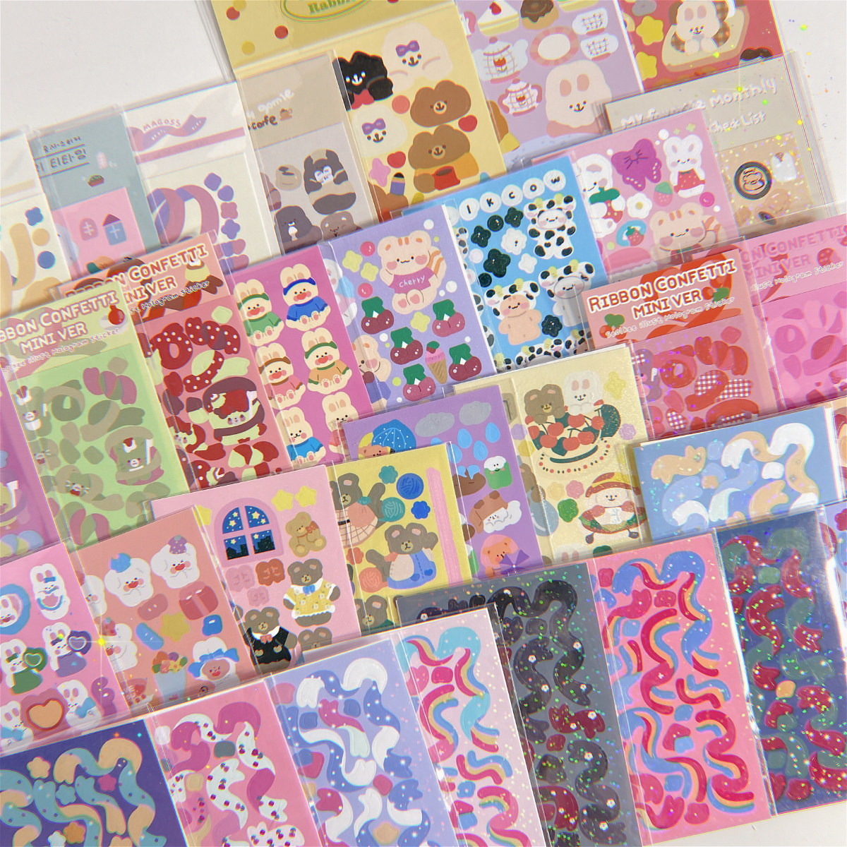 Set collection animal sparkling star chasing ribbon goo card sticker bear cute Korean version ins wind hand account diy decoration