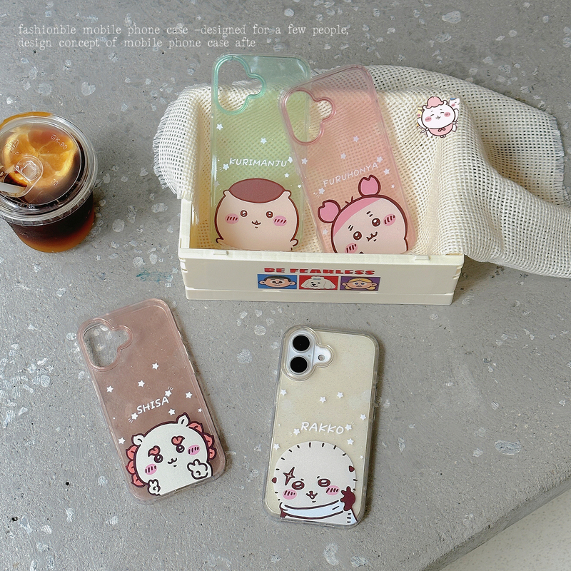 Samsung S26 Ultra Chiikawa Lion S25 Plus Gubonwu Transparent Glitter Chestnut Bun Rakko Sea Otter Phone Case Suitable for Samsung A56 Protective Case A55 Rabbit