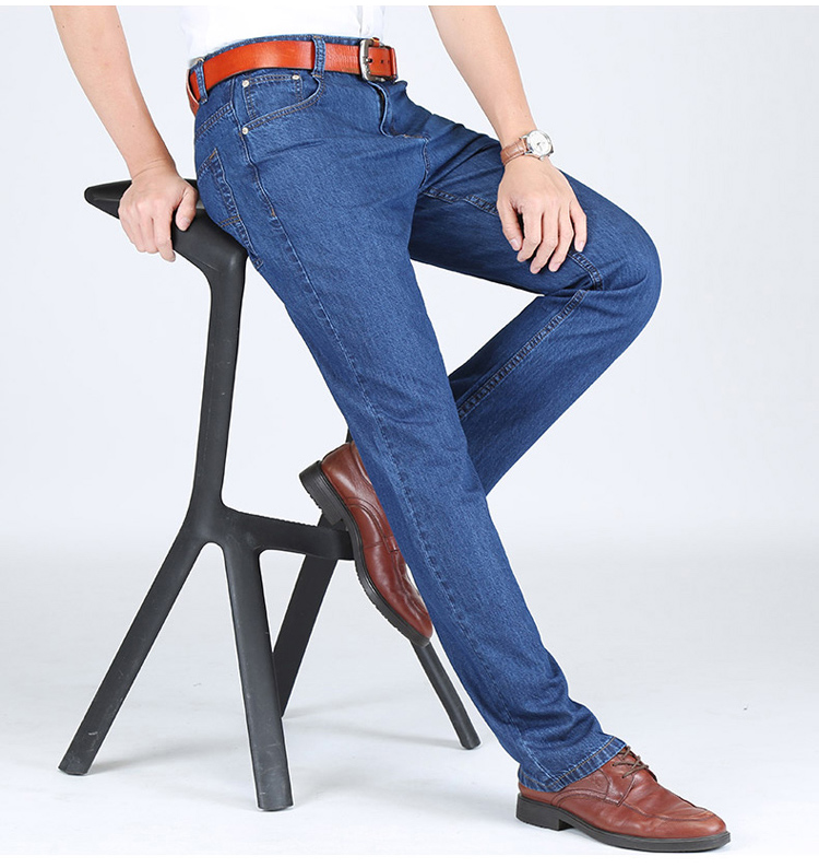 Siêu mỏng cotton apple jeans nam đích thực trung niên lỏng cao eo sâu thẳng mùa hè phần mỏng trung niên