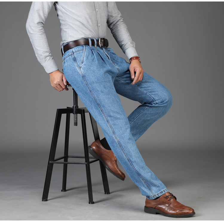 Của Apple men denim quần đích thực cà rốt quần trung niên feet quần lỏng eo cao giảm gấp đôi nếp gấp trung niên