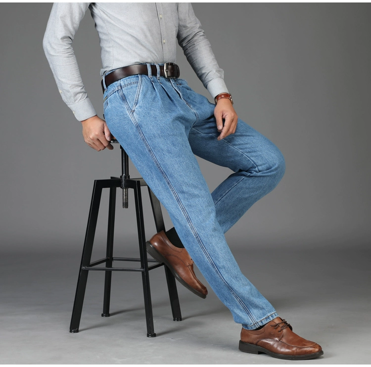 Của Apple men denim quần đích thực cà rốt quần trung niên feet quần lỏng eo cao giảm gấp đôi nếp gấp trung niên quần lót nam