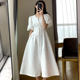 French Hepburn style puff sleeve dress women's waist slimming high-level sense of chic temperament and chic plus size fat sister summer dress