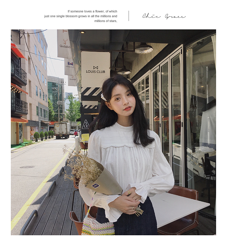 Fan Zhi Kiều Đầu thu Hồng Kông hương vị áo sơ mi trắng thêu cổ điển nữ dài tay trái tim máy thiết kế áo búp bê 	áo sơ mi nữ dài tay cá tính	