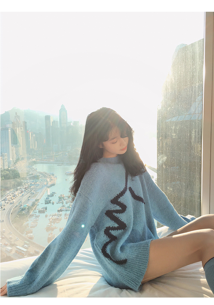 Fan Tử Kiều tức giận đẩy đơn giản ins gió chữa xanh làm đẹp khóc áo len lười gió đan hàng đầu áo kiểu trung niên u50