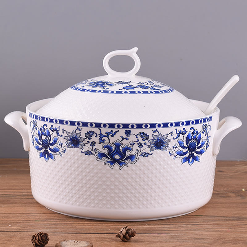 Chinese Qinghua Ceramic Pork Oil Can Large High-Temperature Resistance Capacillo Oil Can Large Capacity Resistance Can