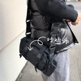 Японская черная сумка через плечо для отдыха подходит для мужчин и женщин, универсальная поясная сумка