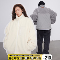 ONEIMAX homemade day series double open zipper splicing goat suede jacket male and female winter dress cotton clothes mistress cotton clothing