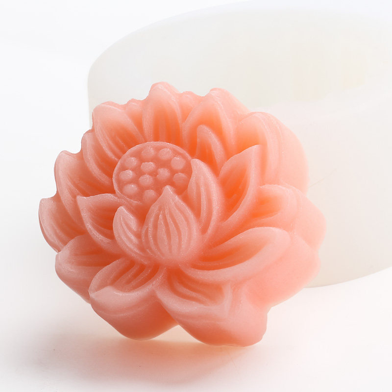 Handmade Soap Diy Silicone Mold Cake Model Sharper Biscuit Small Moon Cake Single Soap Mold Lotus Flower about 25 gr