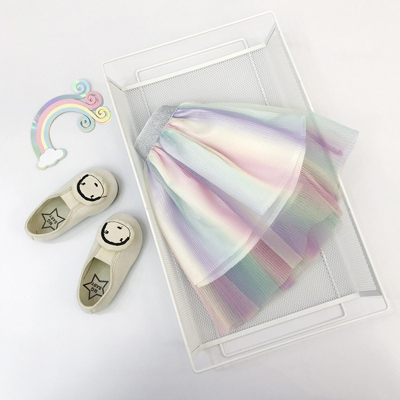 Halloween children's skirt gradient rainbow skirt gauze skirt girls baby foreign style princess skirt all-match skirt pleated skirt
