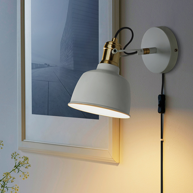 Wall lamp Bedroom bed Headlights Reading light Wiring Wiring Punching with switch plug socket Wire Ming Fitting Wall Lamp