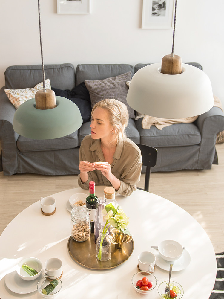 Asahi is Nordic dining room lamp chandelier Japanese light luxury Living room dining table Dining room kitchen Simple modern Macaron lamps