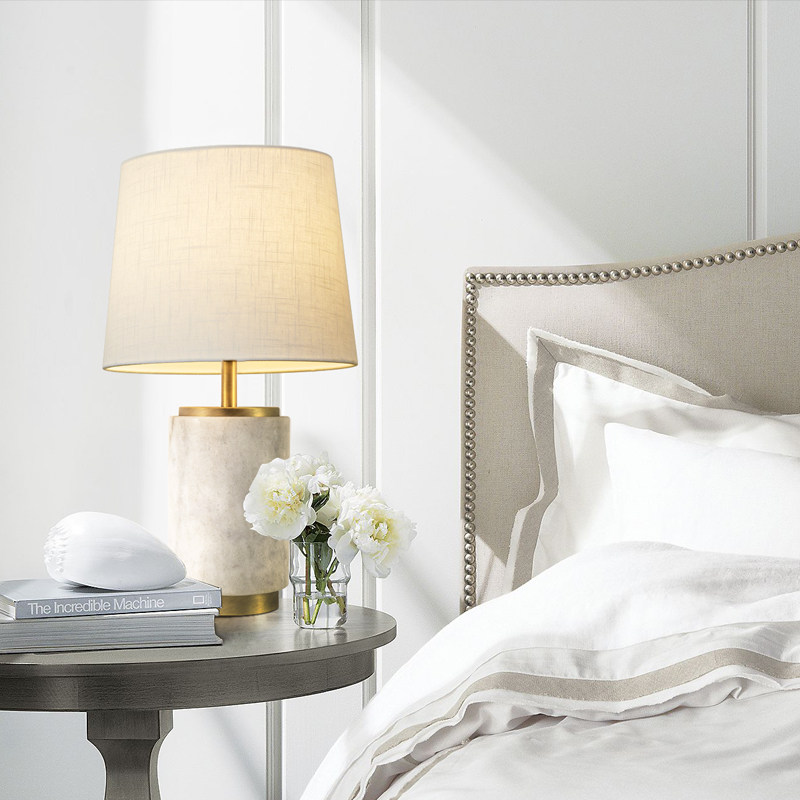 Silence Wind Designer Table Lamp Bedroom Bedside Headlights Light Lavish Modern Imagery Marble Base Living-room Ceramic Pendulum