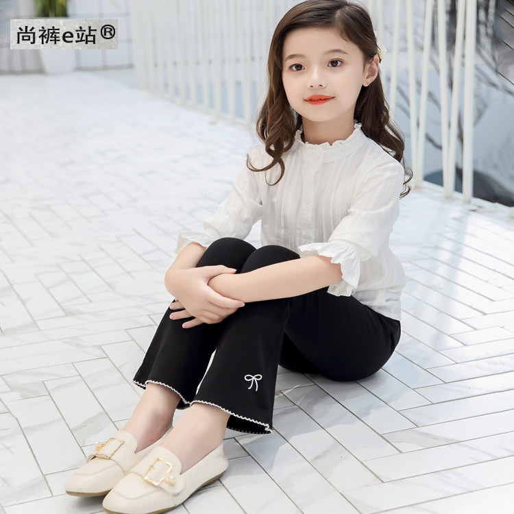 Girls summer flared pants thin anti-mosquito pants pure cotton stretch bottom pants outside wearing children's 2022 new foreign air