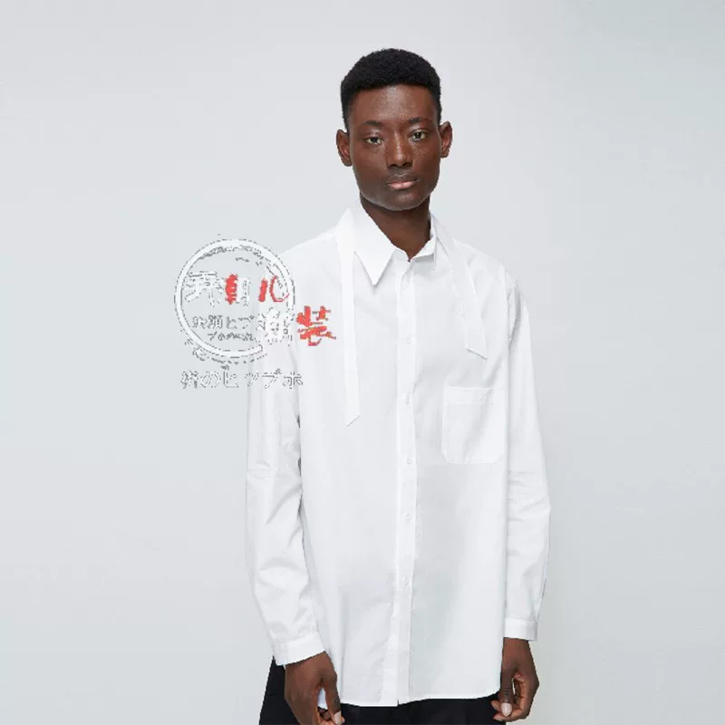 Мужская рубашка в стиле Yohji Yamamoto - специализированный воротник, неправильный воротник, инородный воротник
