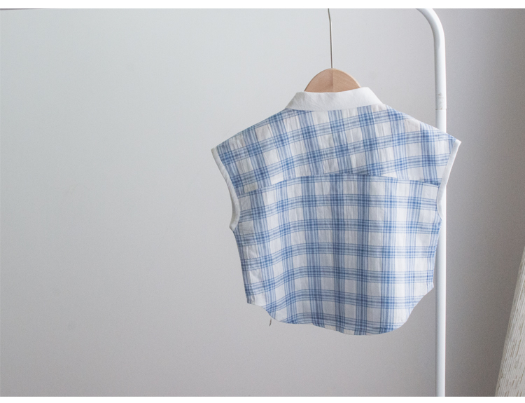 Áo sơ mi kẻ sọc retro, áo sơ mi ngắn tay cho bé, bé trai, bé trai, cotton, mùa hè, mỏng, mặc trẻ em - Áo sơ mi váy trẻ em hàn quốc