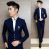 Bộ đồ vest nam phù hợp với nam người mẫu tóc nhà tạo mẫu áo dài hai mảnh phù hợp với người đàn ông tốt nhất chủ nhà người lớn mùa thu thủy triều quần baggy nam Suit phù hợp