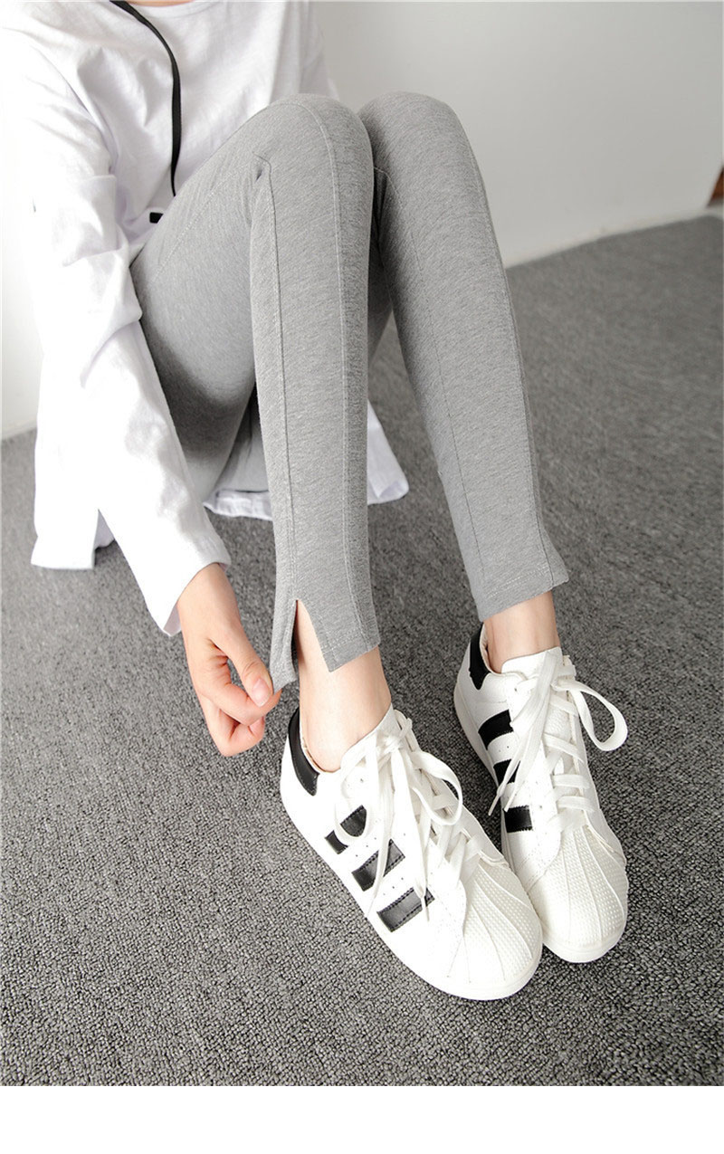Mùa thu và mùa đông cộng với chất liệu nhung cotton dày co giãn cao bên chân váy xẻ chân quần adidas nữ