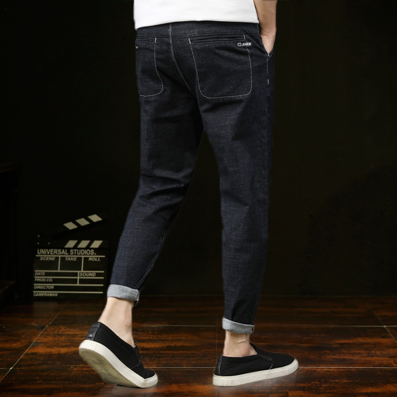 2022 spring and autumn cash black elastic 90% jeans male loose large size for summer thin Harun small footed casual pants