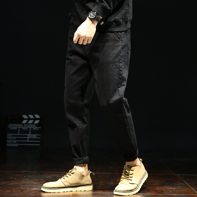 Casual Jeans Men's Autumn Winter Loose black Korean version trendy long pants large size and narrow footed pants Harun pants men
