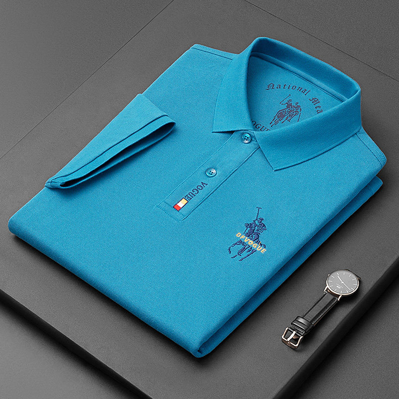 Ice sensation T-shirt male turtlenecks pure cotton man short sleeve polo shirt 2022 new big card high-end summer business Rafa Laurenma ball