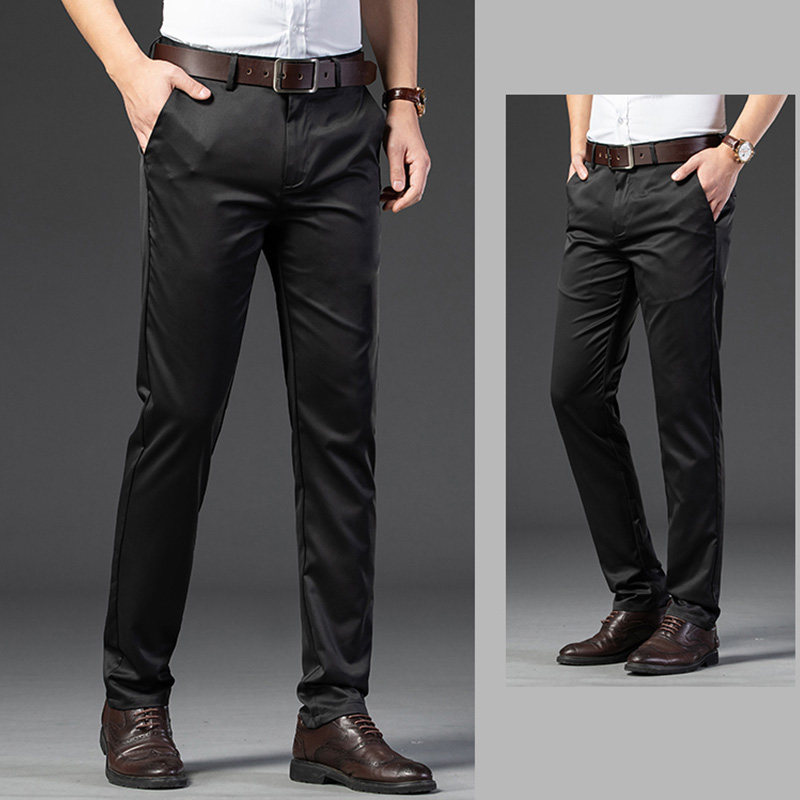 Light and luxurious straight Men's casual pants 2022 Summer new Fashion thin Men's pants loose Men's elastic Ironing Western Pants