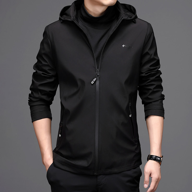 High-end business casual jacket men's hooded loose jacket jacket spring and autumn thin section young and middle-aged men's tops